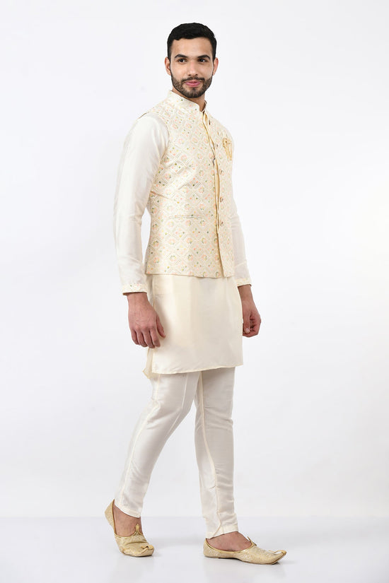 Cream-Coloured Ethnic Embellished Kurta Set