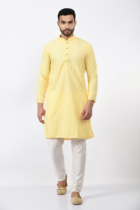Yellow Chikankari Embroidered Kurta Set