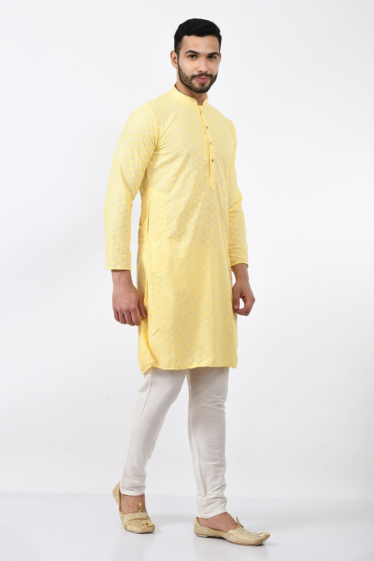 Yellow Chikankari Embroidered Kurta Set
