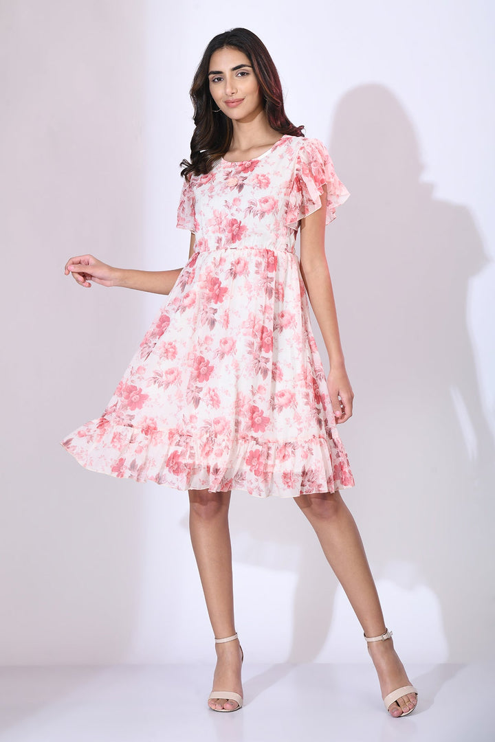 Multi Printed Frill Dress