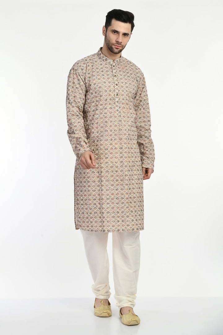 Multi-Coloured Embroidered Kurta Set