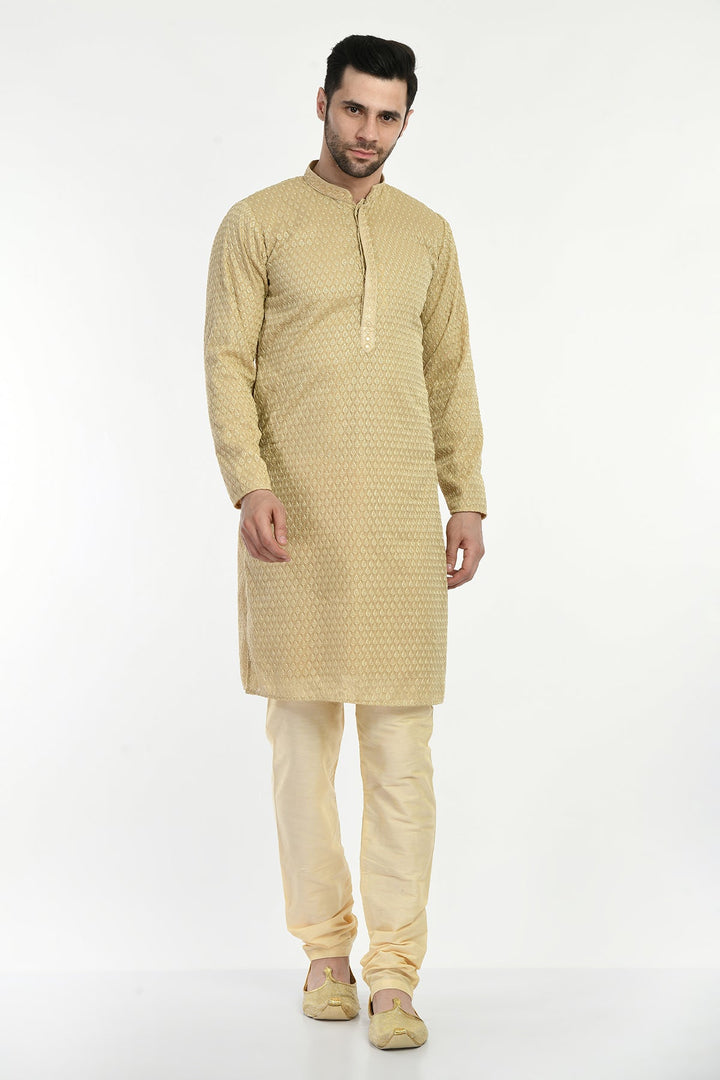 Beige Embroidered Kurta Set