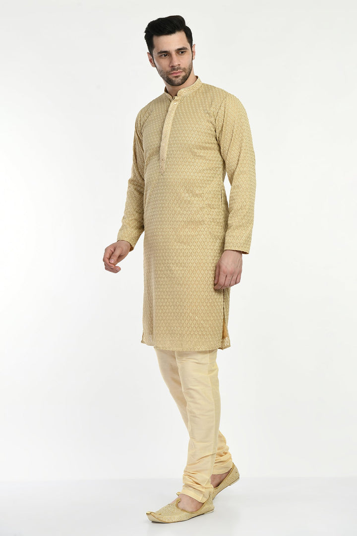 Beige Embroidered Kurta Set