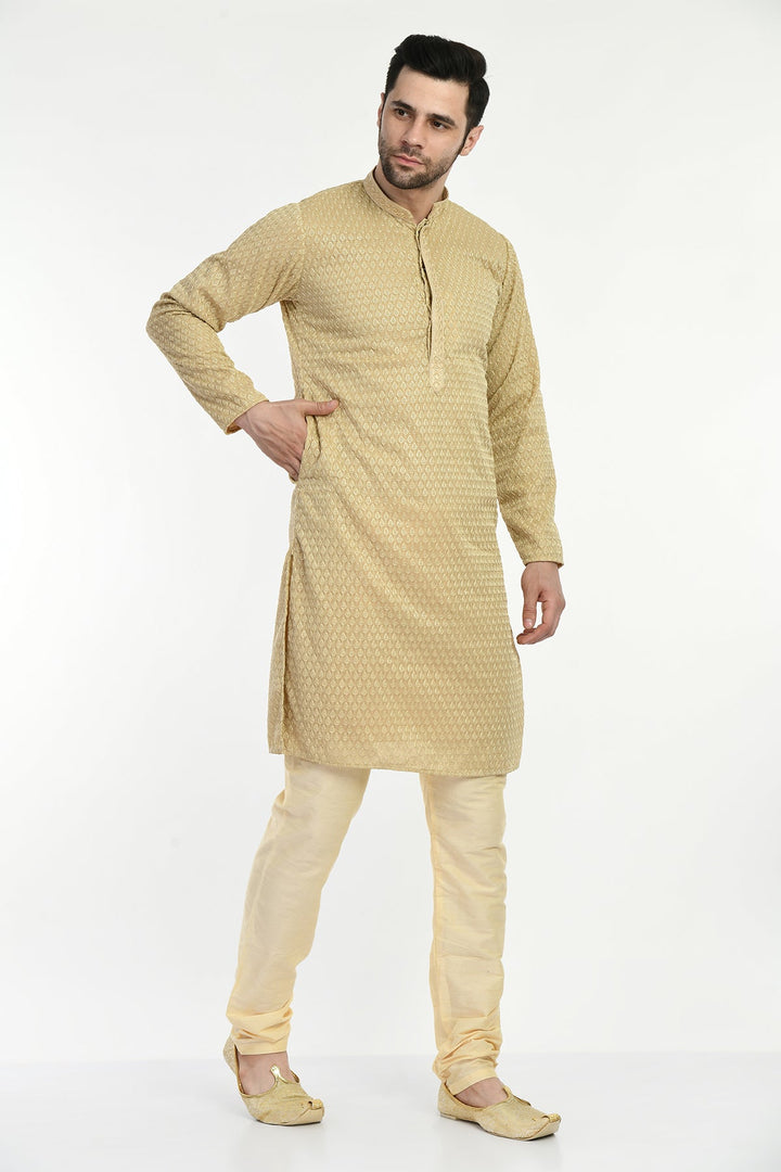 Beige Embroidered Kurta Set