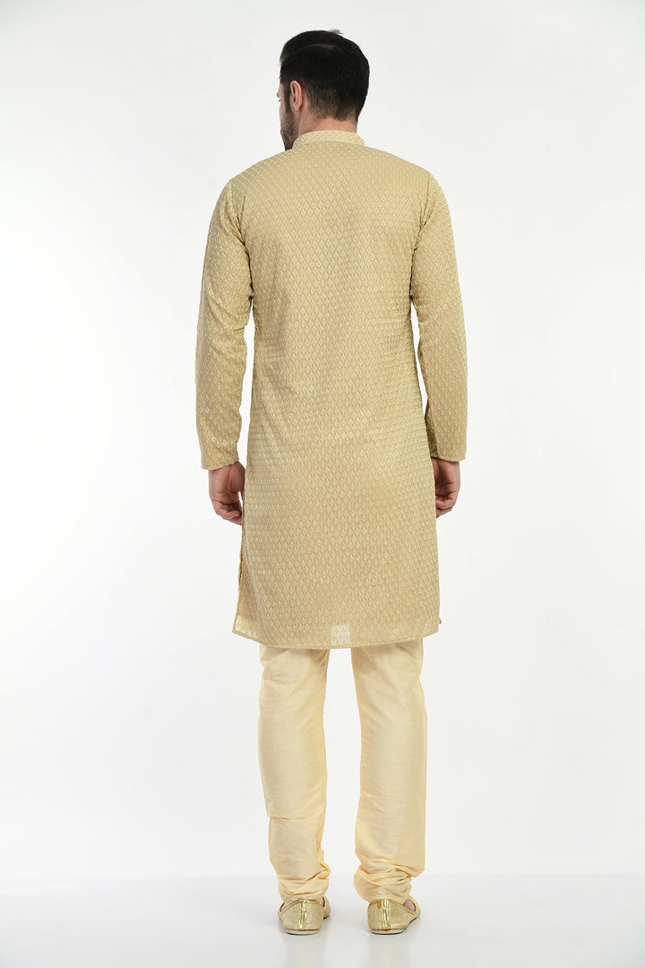 Beige Embroidered Kurta Set
