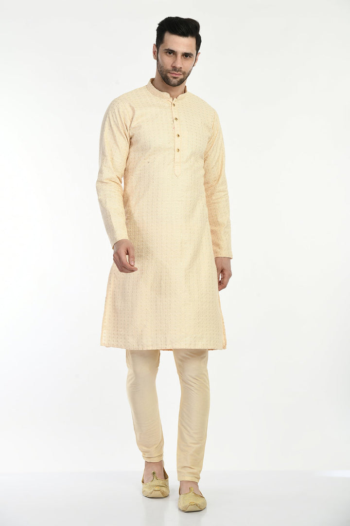 Beige Embellished Kurta Set