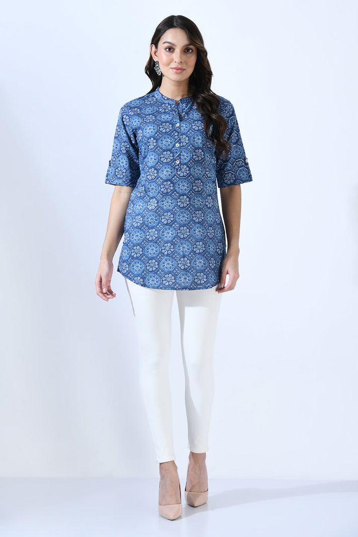 Blue Ethnic Printed Top