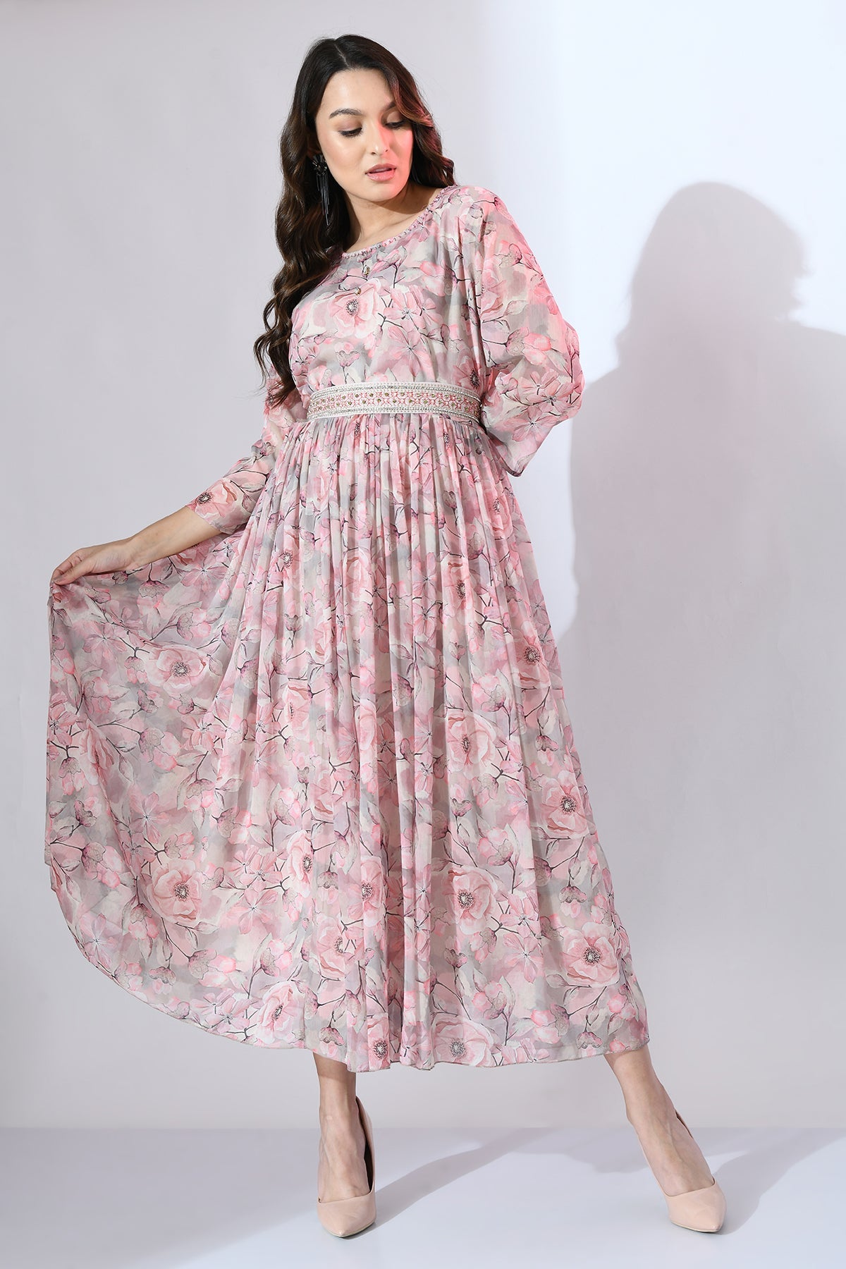 Multi Embellished Frill Dress