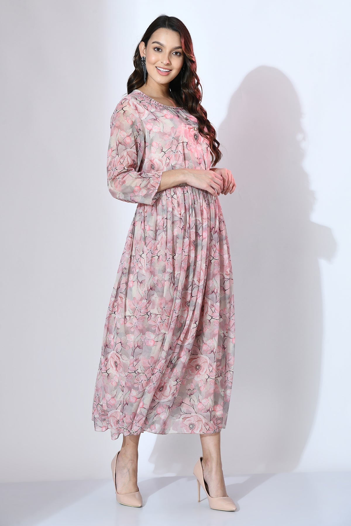 Multi Embellished Frill Dress