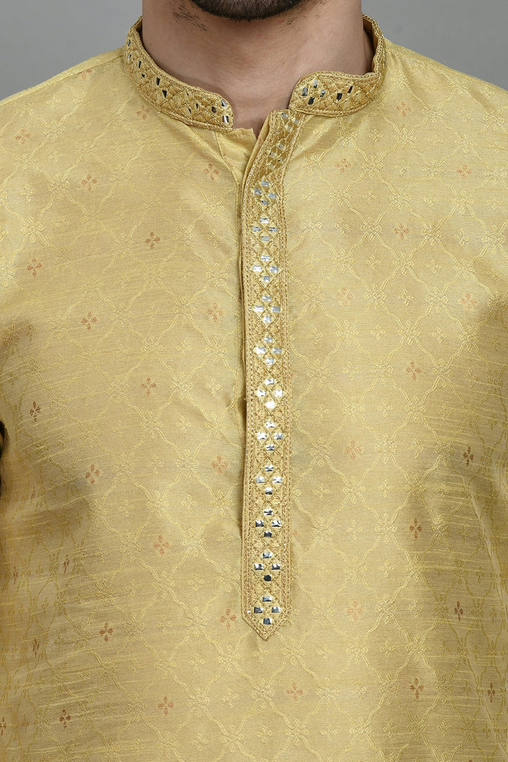 Beige Embellished Kurta Set