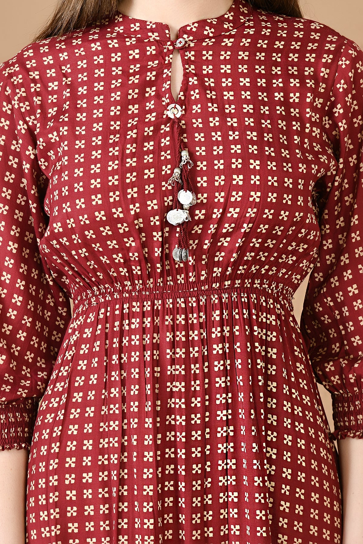 Maroon Printed Dress