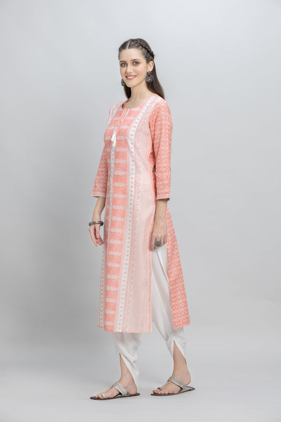 Peach Printed Kurta
