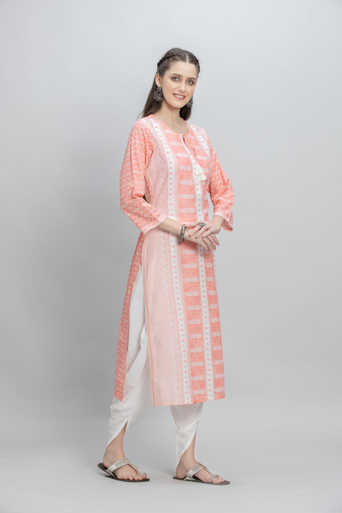 Peach Printed Kurta