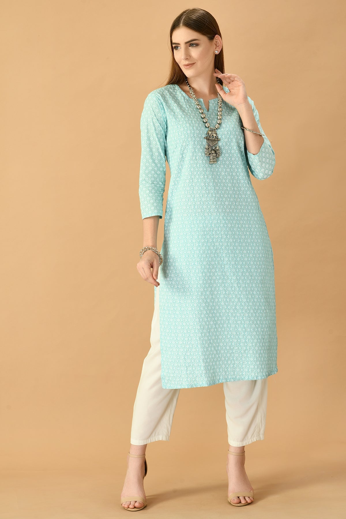 Green Printed Kurta