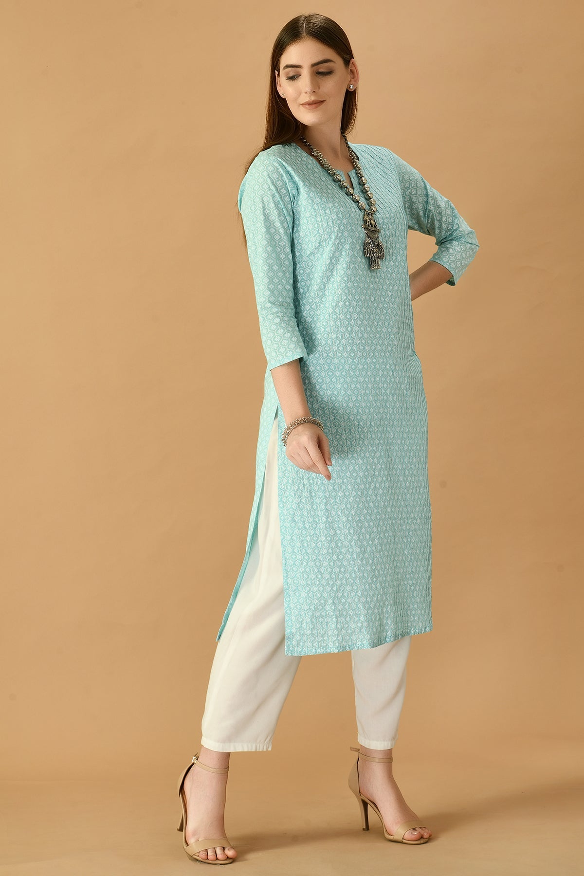 Green Printed Kurta
