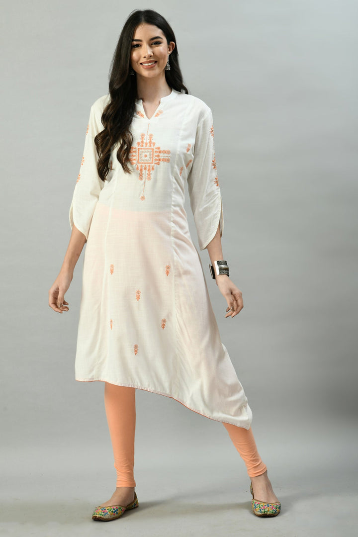 Off-White Embroidered Kurta