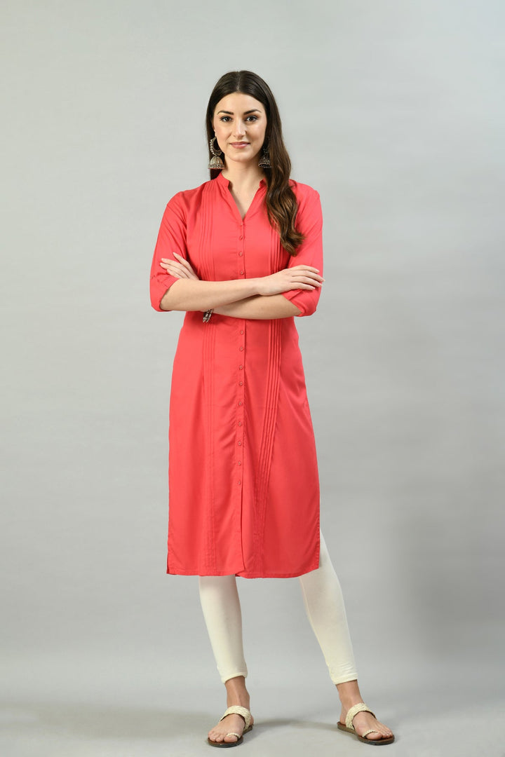 Pink Solid Kurta