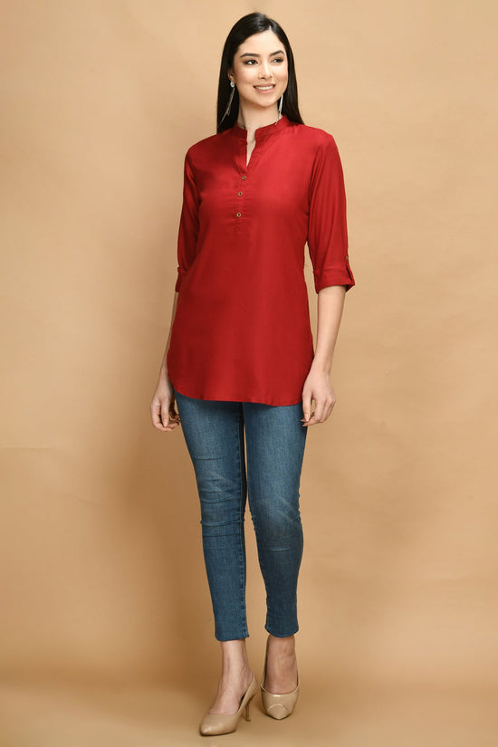 Maroon Solid Straight Top