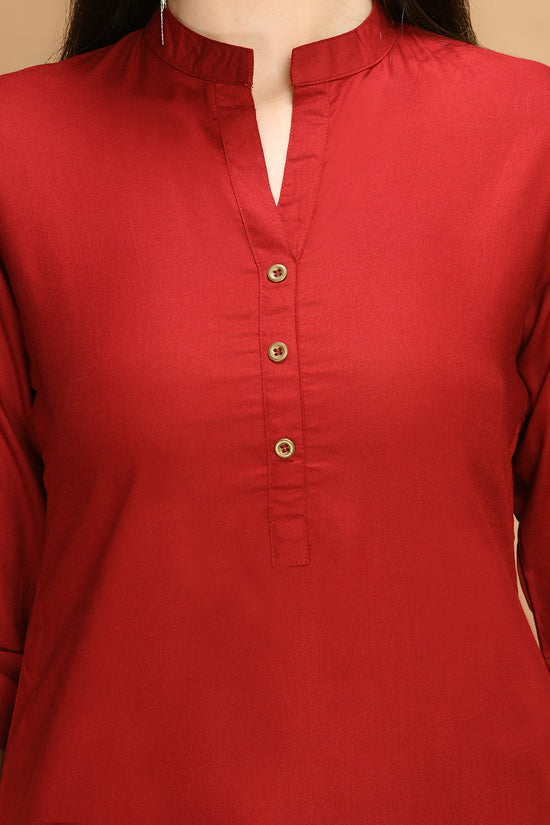 Maroon Solid Straight Top