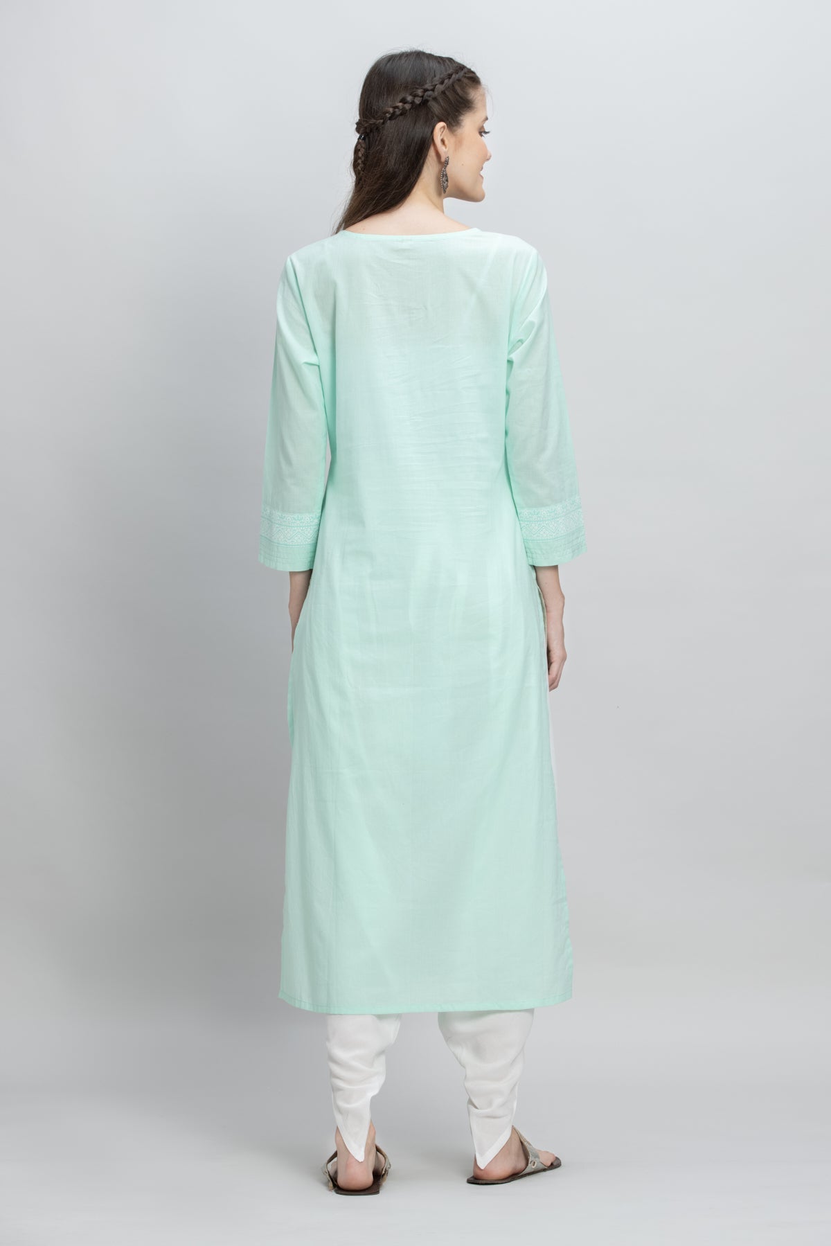 Mint Green White Printed Kurta