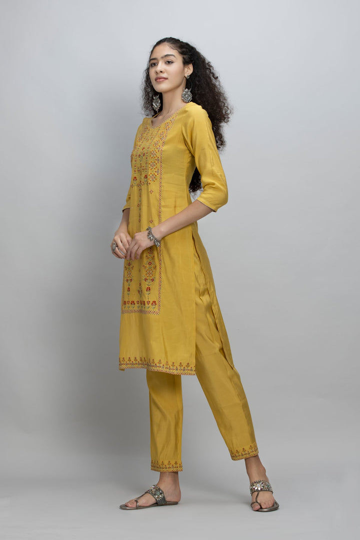 Yellow Embroidered Kurta Set