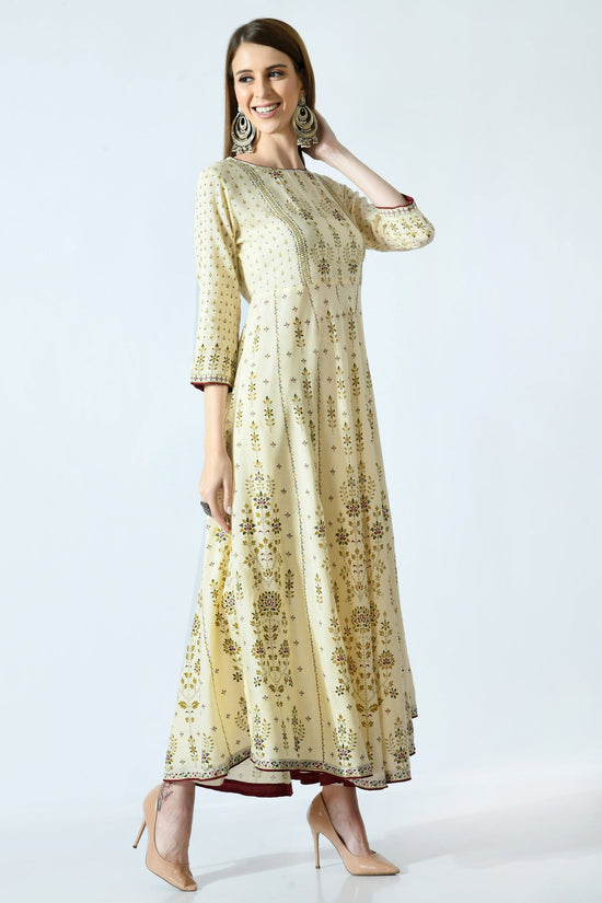 Cream Coloured Printed Dress