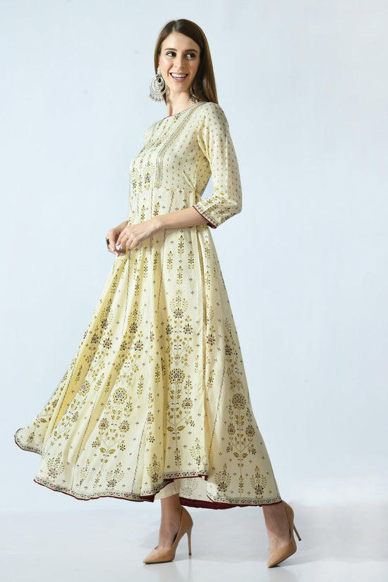Cream Coloured Printed Dress