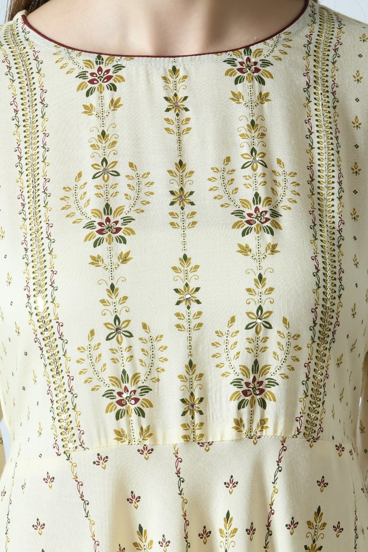 Cream Coloured Printed Dress