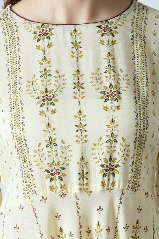 Cream Coloured Printed Dress