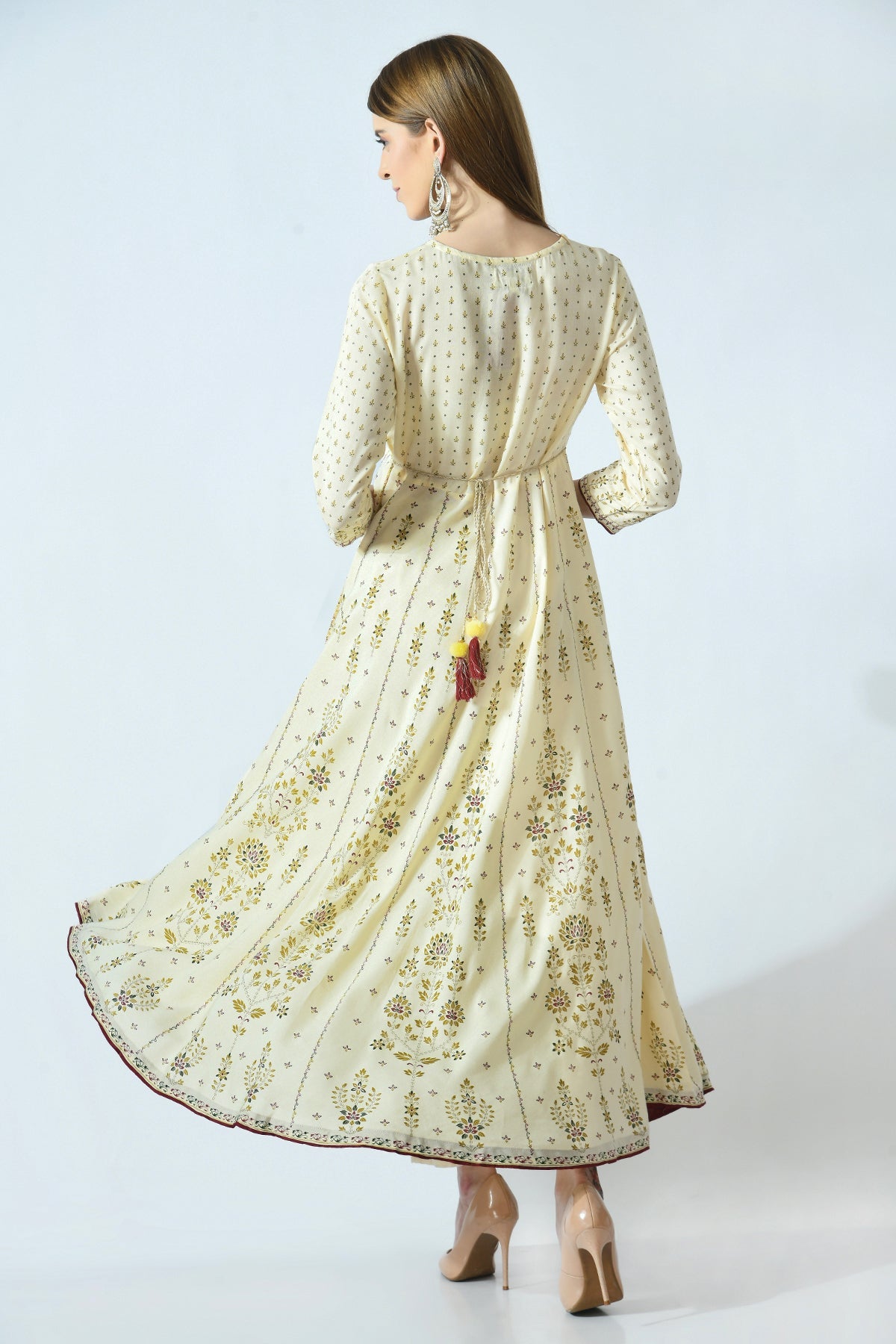 Cream Coloured Printed Dress