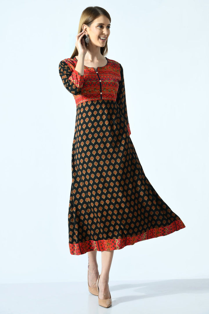 Multi  Printed A Line Dress