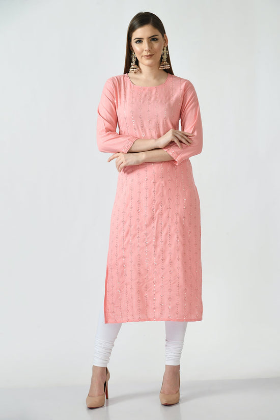 Peach Embroidered Kurta