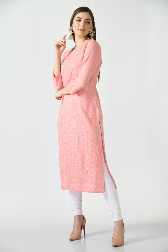 Peach Embroidered Kurta