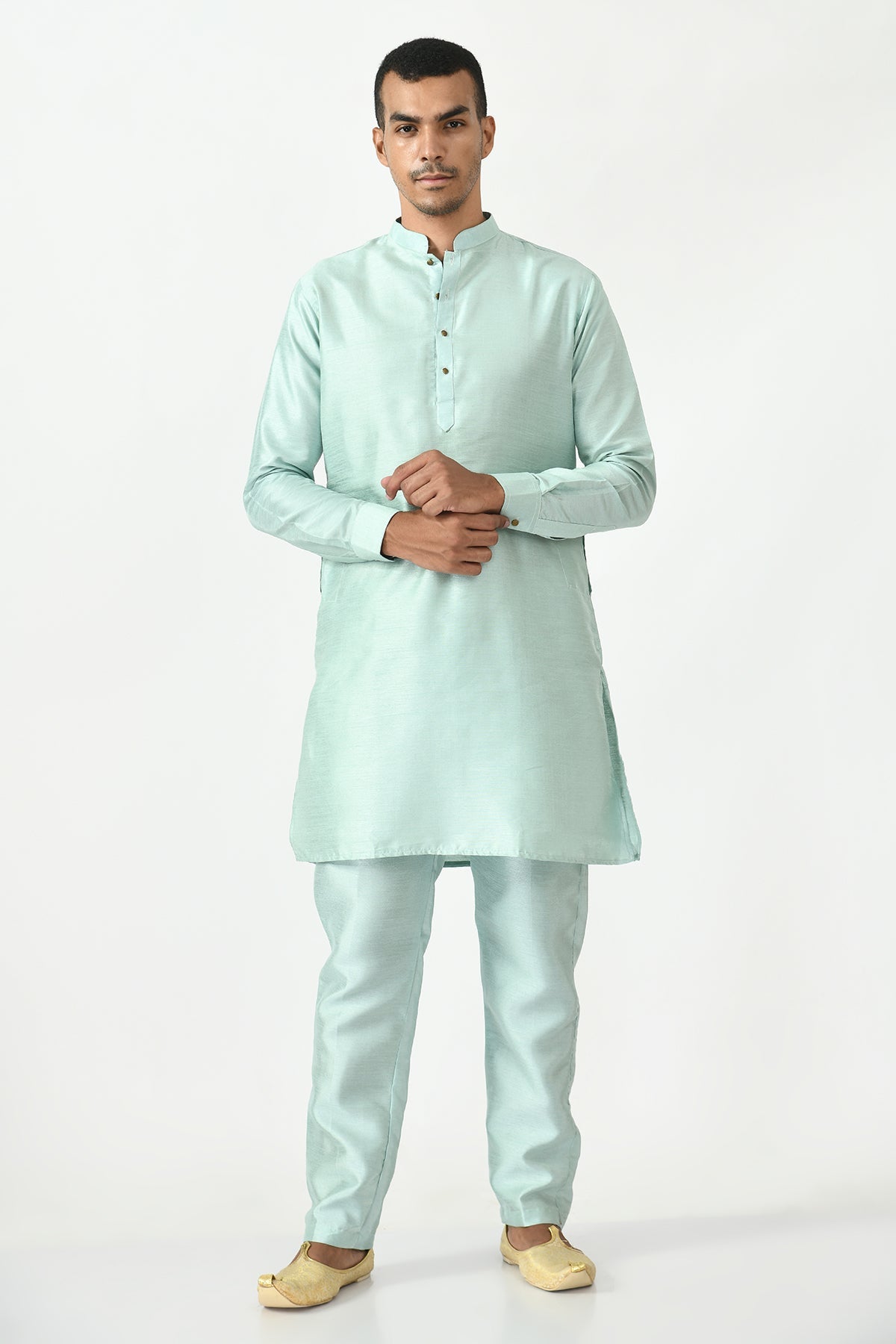 Green Kurta with Pajama and Nehru Jacket