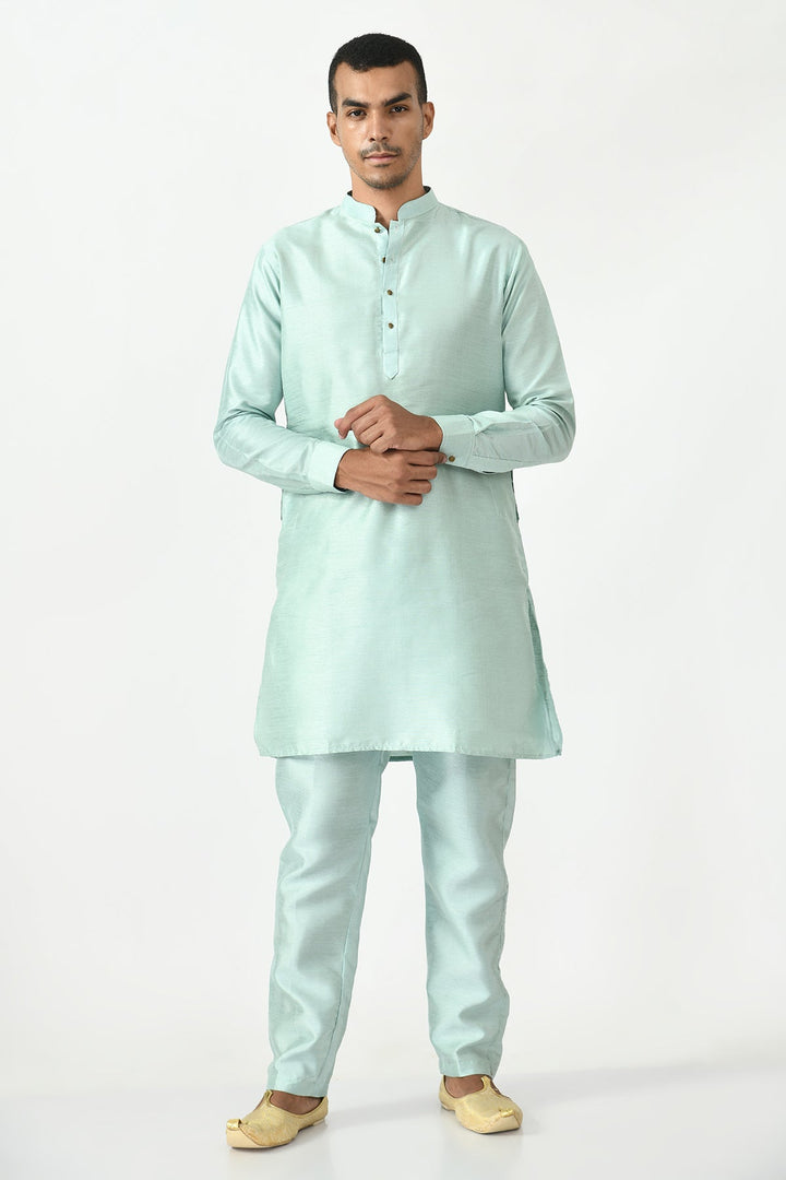 Green Kurta with Pajama and Nehru Jacket