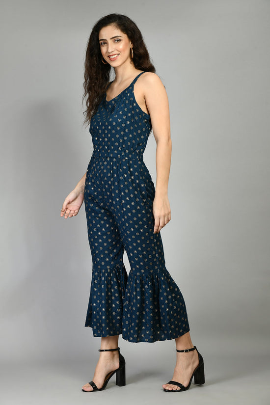 Teal Printed Ethnic Jumpsuit