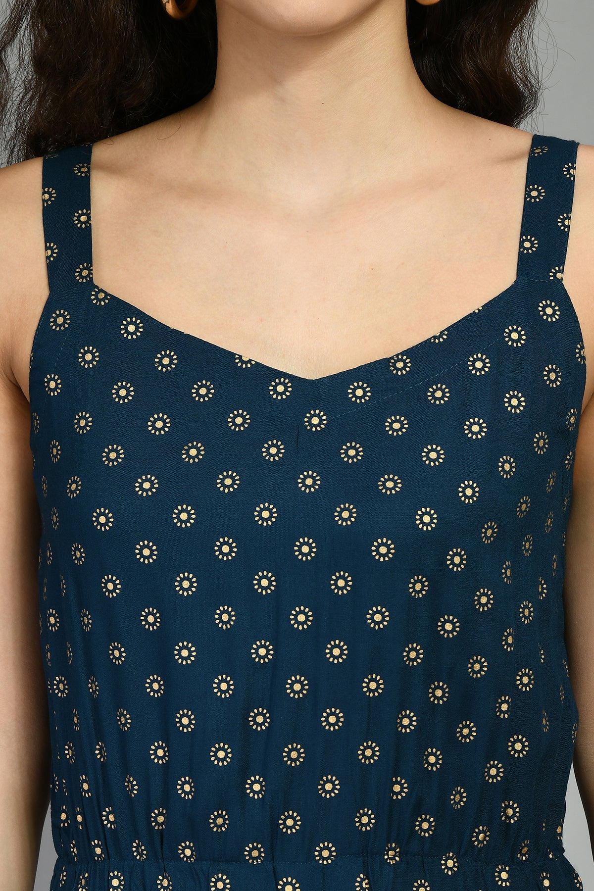 Teal Printed Ethnic Jumpsuit