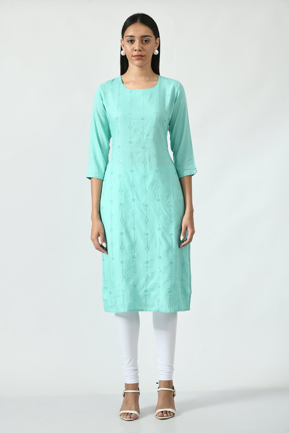 Green Embroidered Kurta