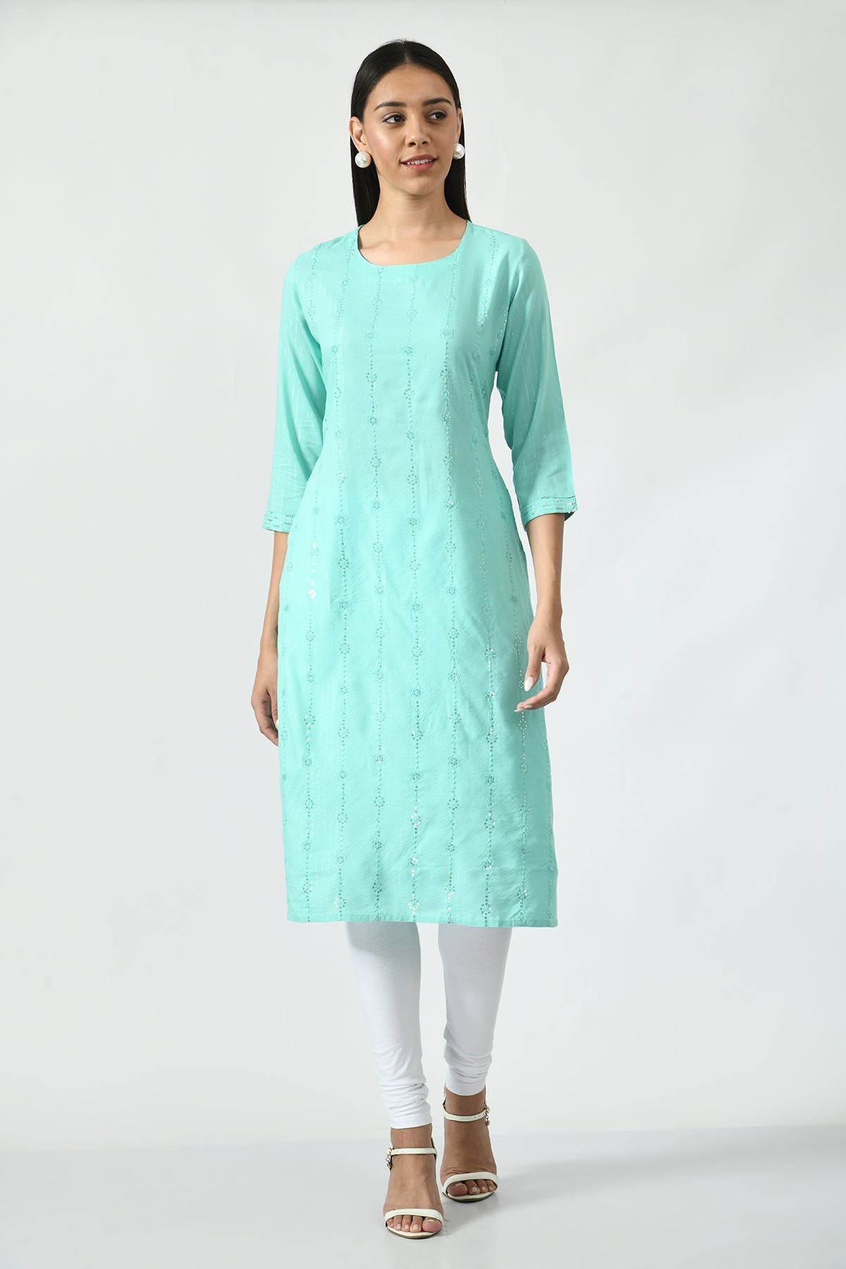 Green Embroidered Kurta