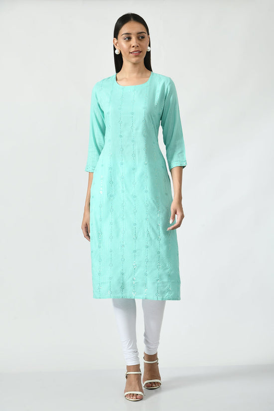 Green Embroidered Kurta