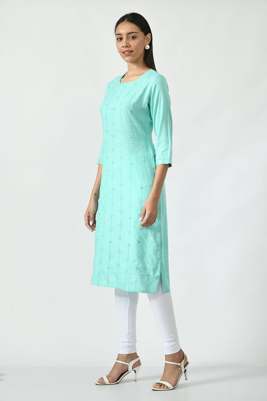 Green Embroidered Kurta