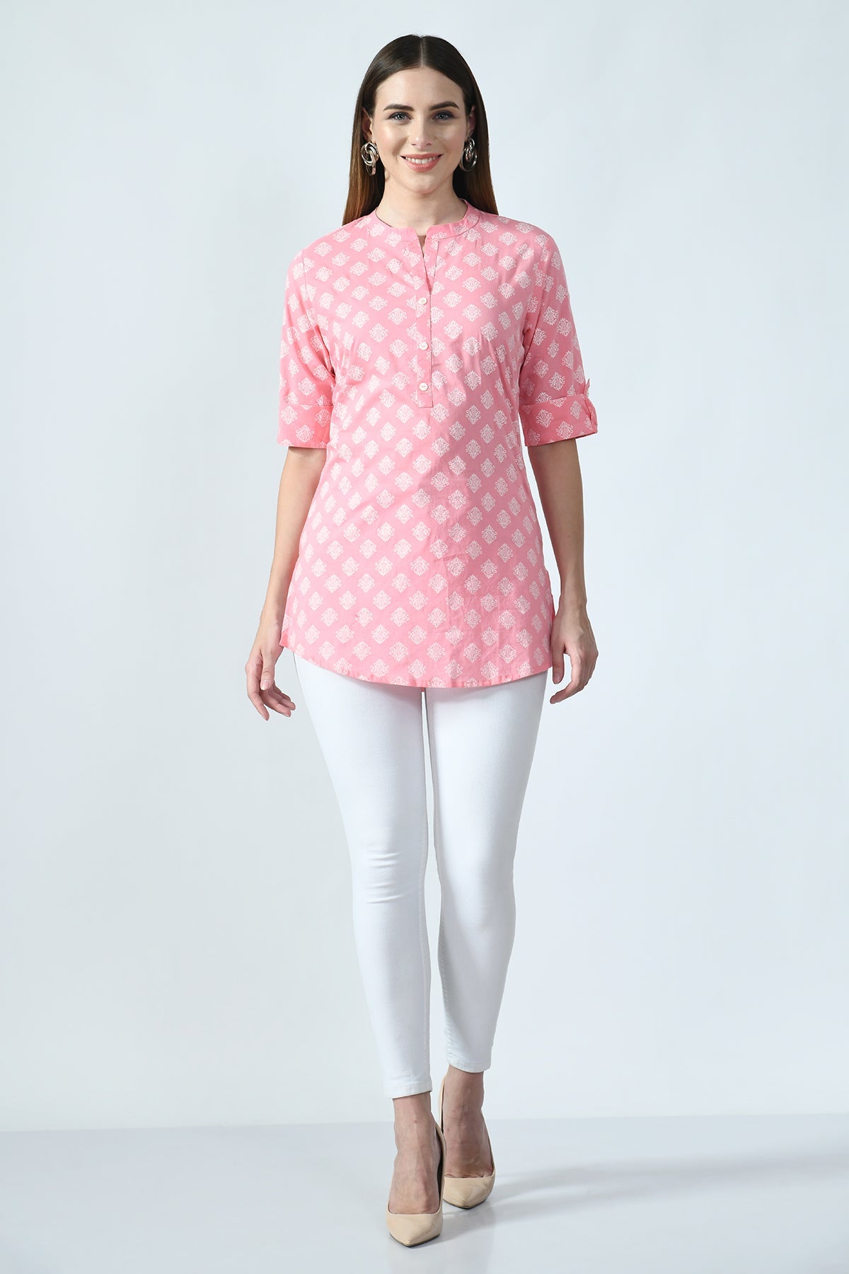 Pink Floral Block Printed Top