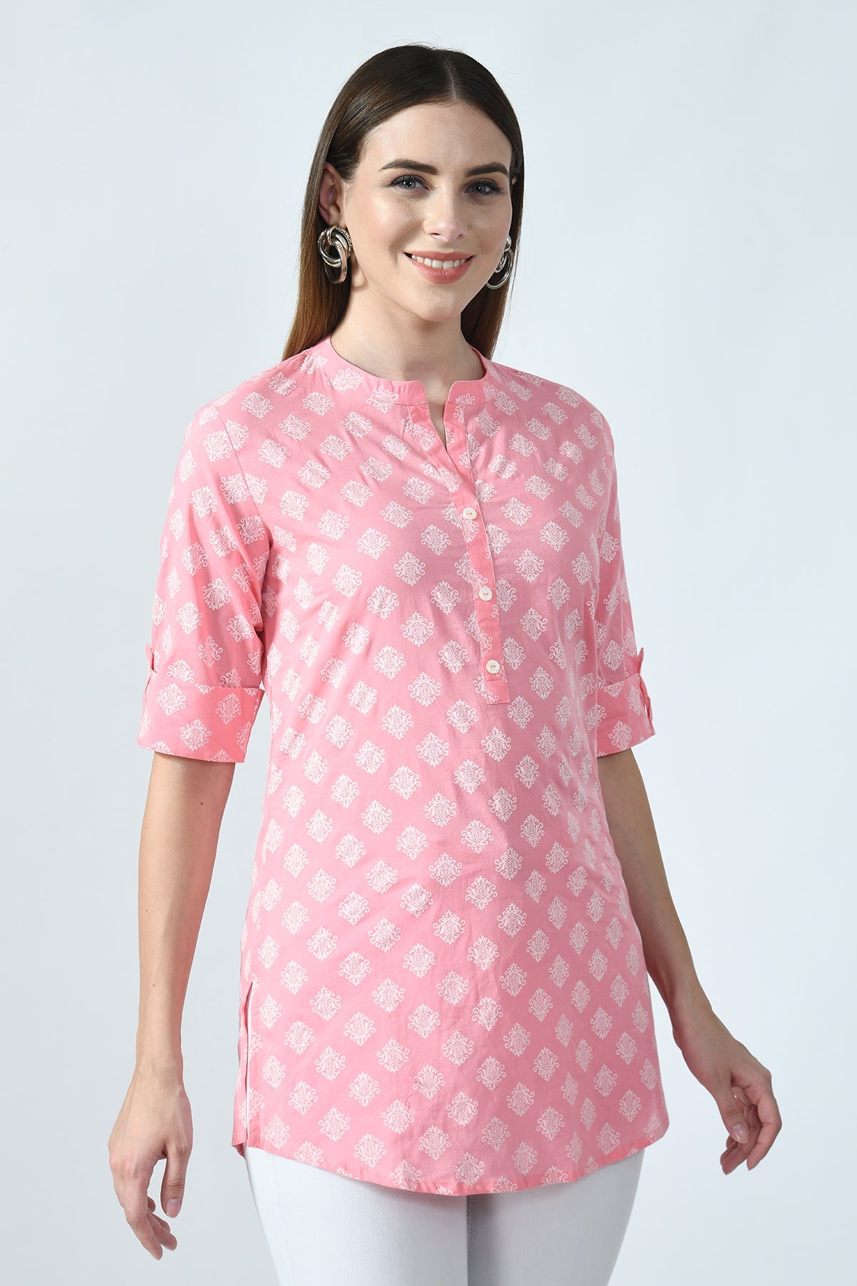 Pink Floral Block Printed Top