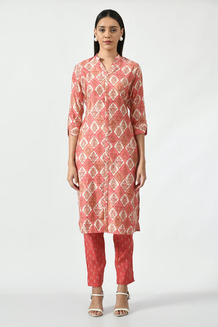 Pink Printed Kurta Set