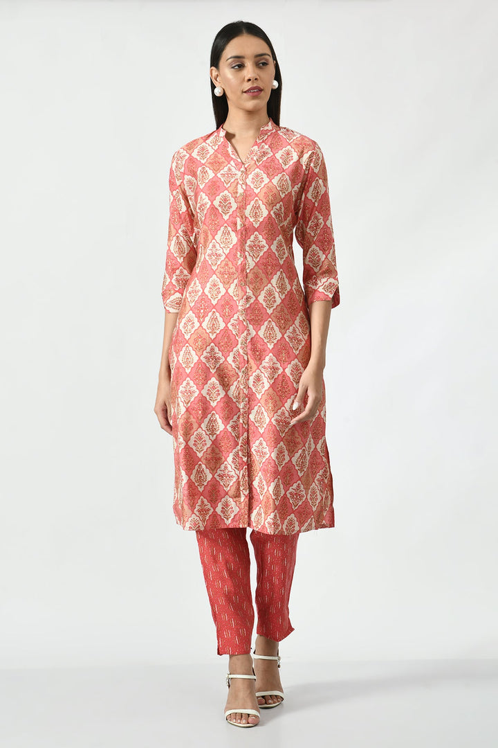 Pink Printed Kurta Set