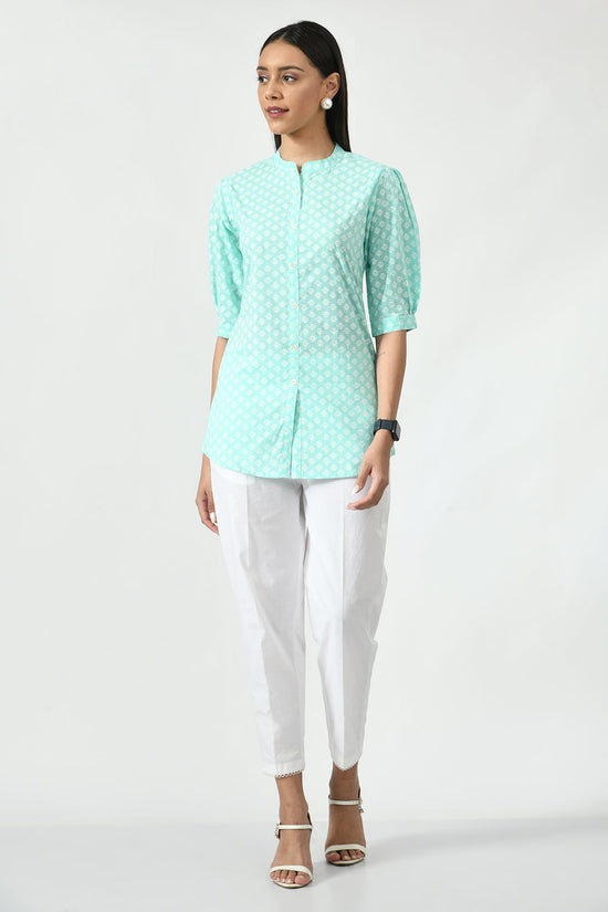 Green Floral Screen Printed Top