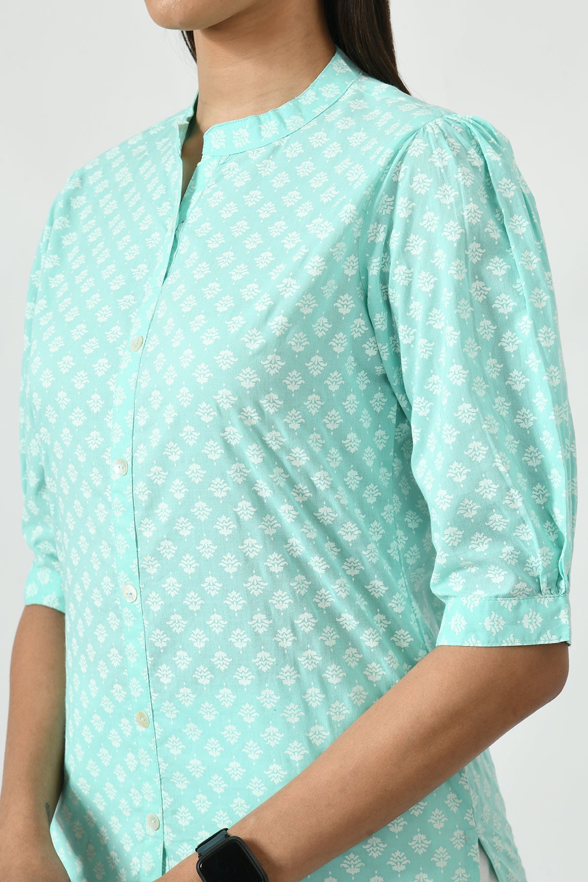 Green Floral Screen Printed Top