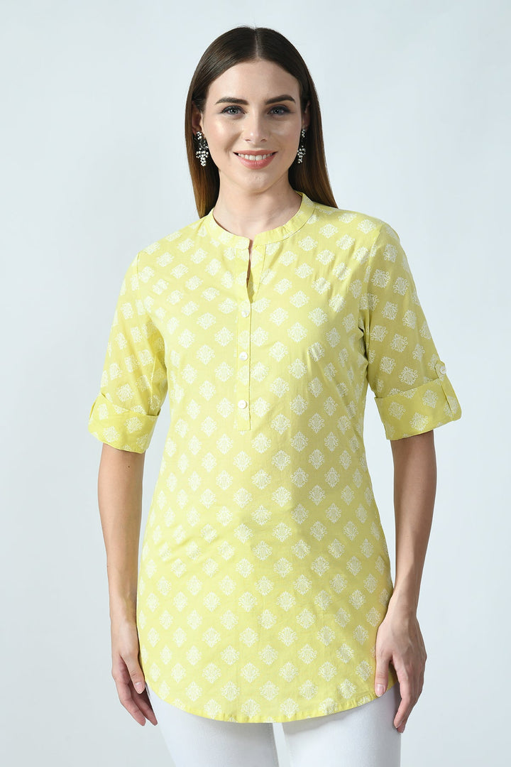 Yellow Block Printed Top