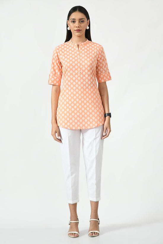 Peach Floral Screen Printed Top