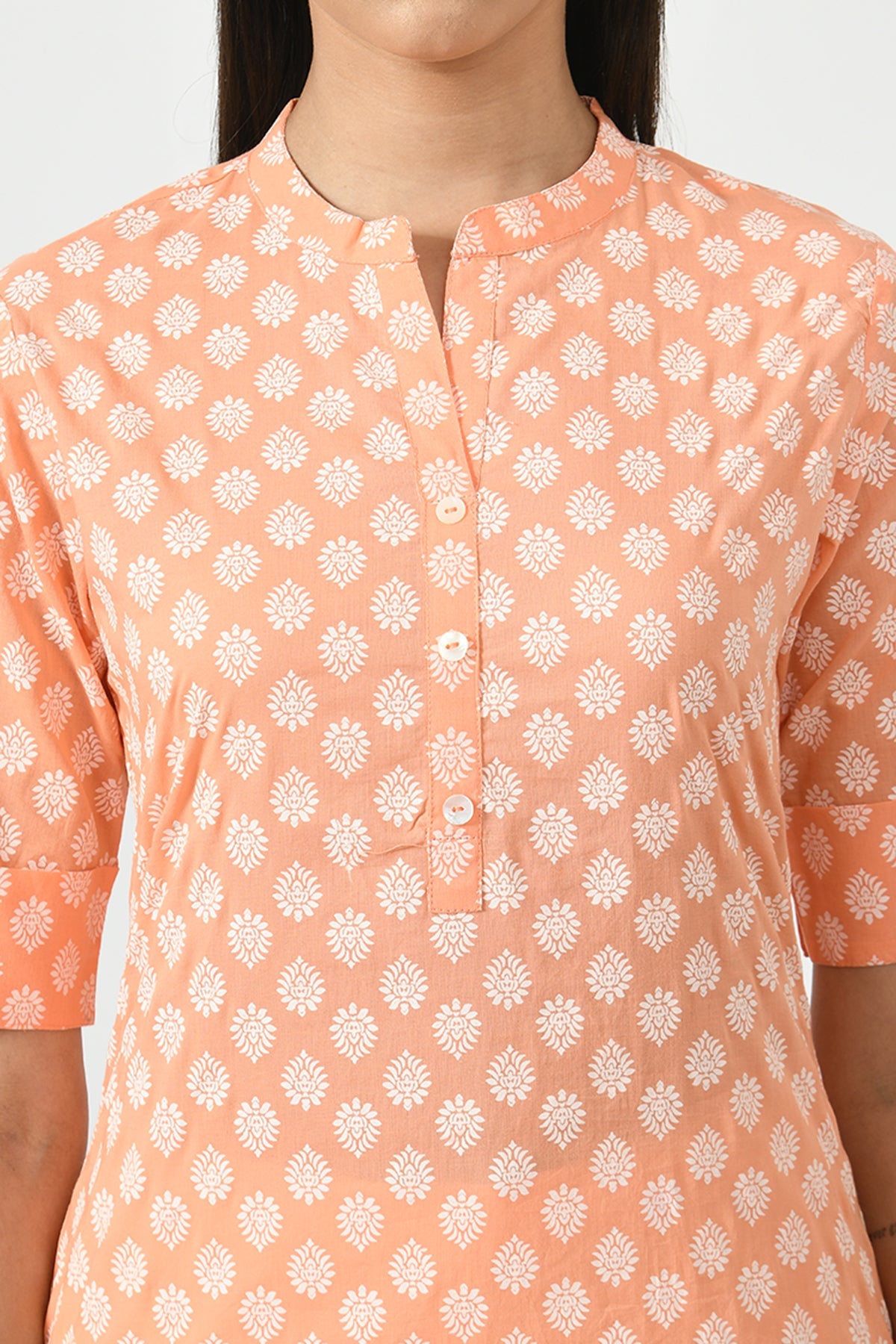 Peach Floral Screen Printed Top